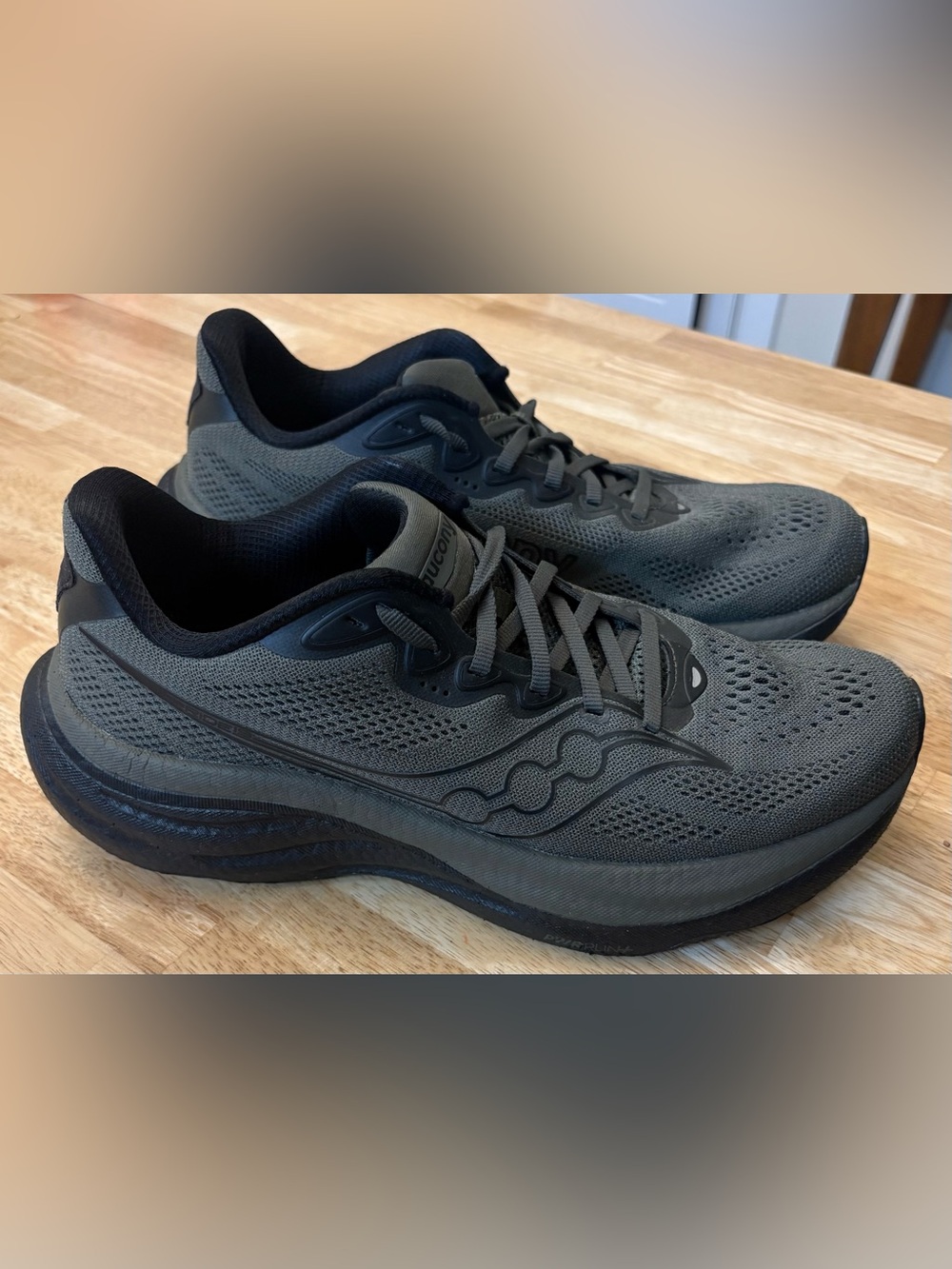 Men’s Saucony Ride 19 Running Shoes Fatigue Black Army Green